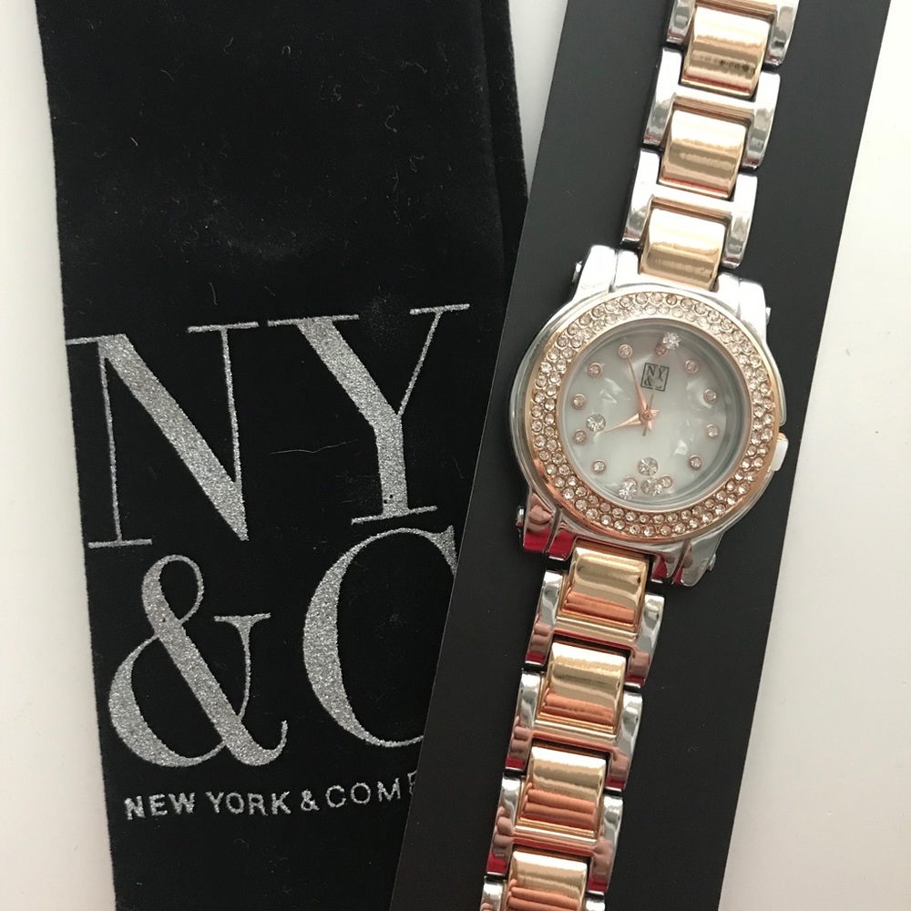 Silver and yellow gold crystal watch